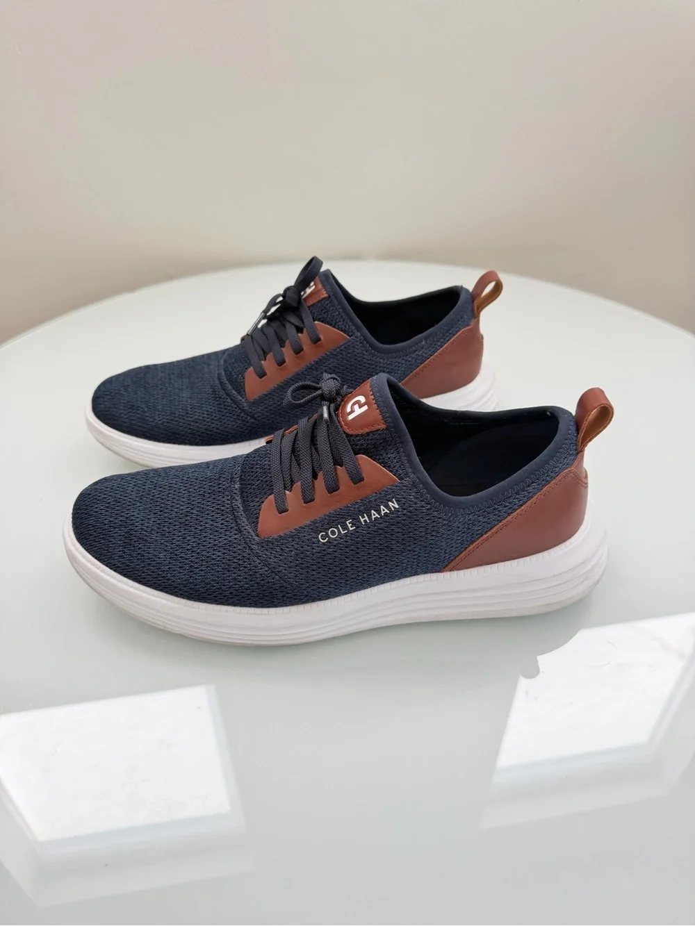 Cole Haan Men's Navy Mesh Sneakers with Brown Trim